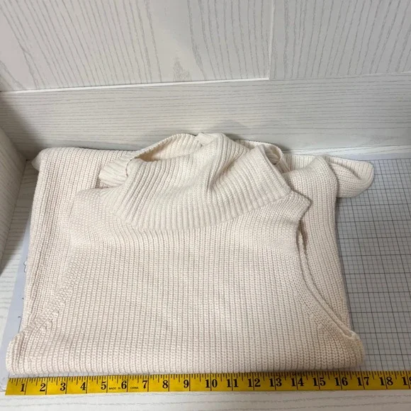Lou Grey Loft Cream Knit Cowl Neck Sleeveless Tunic Vest Rich Sweater Size S - Picture 5 of 9